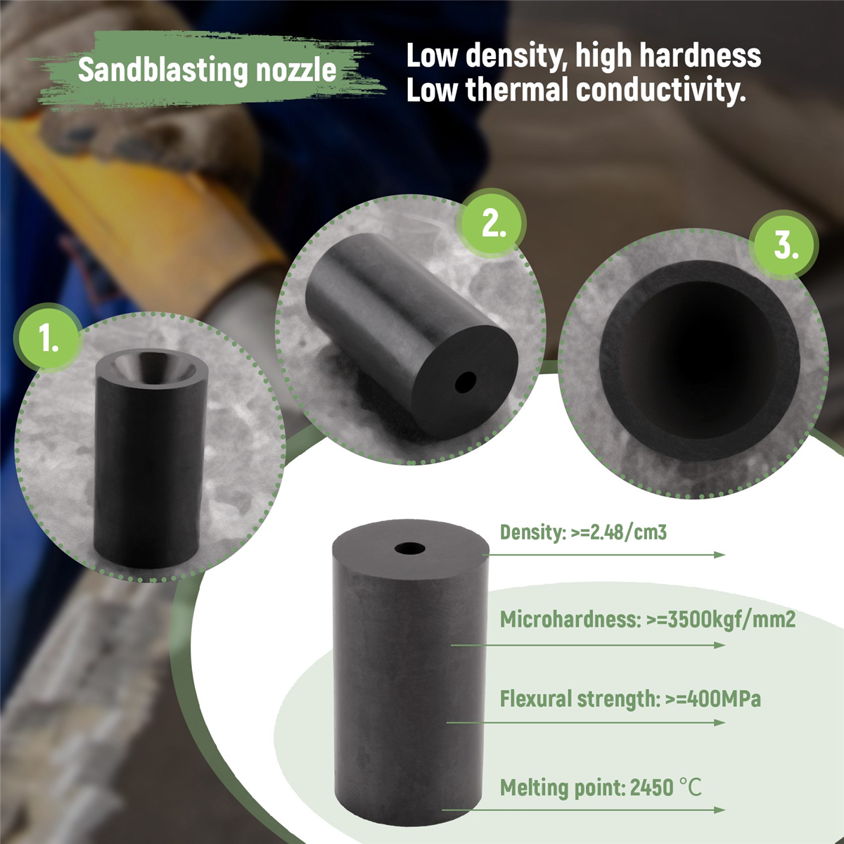 Newest Boron Carbide Sandblasting Nozzle Air Sandblaster Tip 4mm