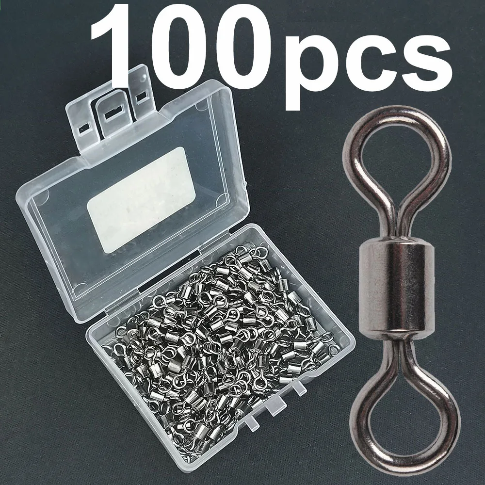 50 หรือ 100 pcs ตกปลาแบริ่งบาร์เรล Rolling หมุนแหวน Lure Connector ปลาคาร์พอุปกรณ์ตกปลาปลาเครื่องมือ