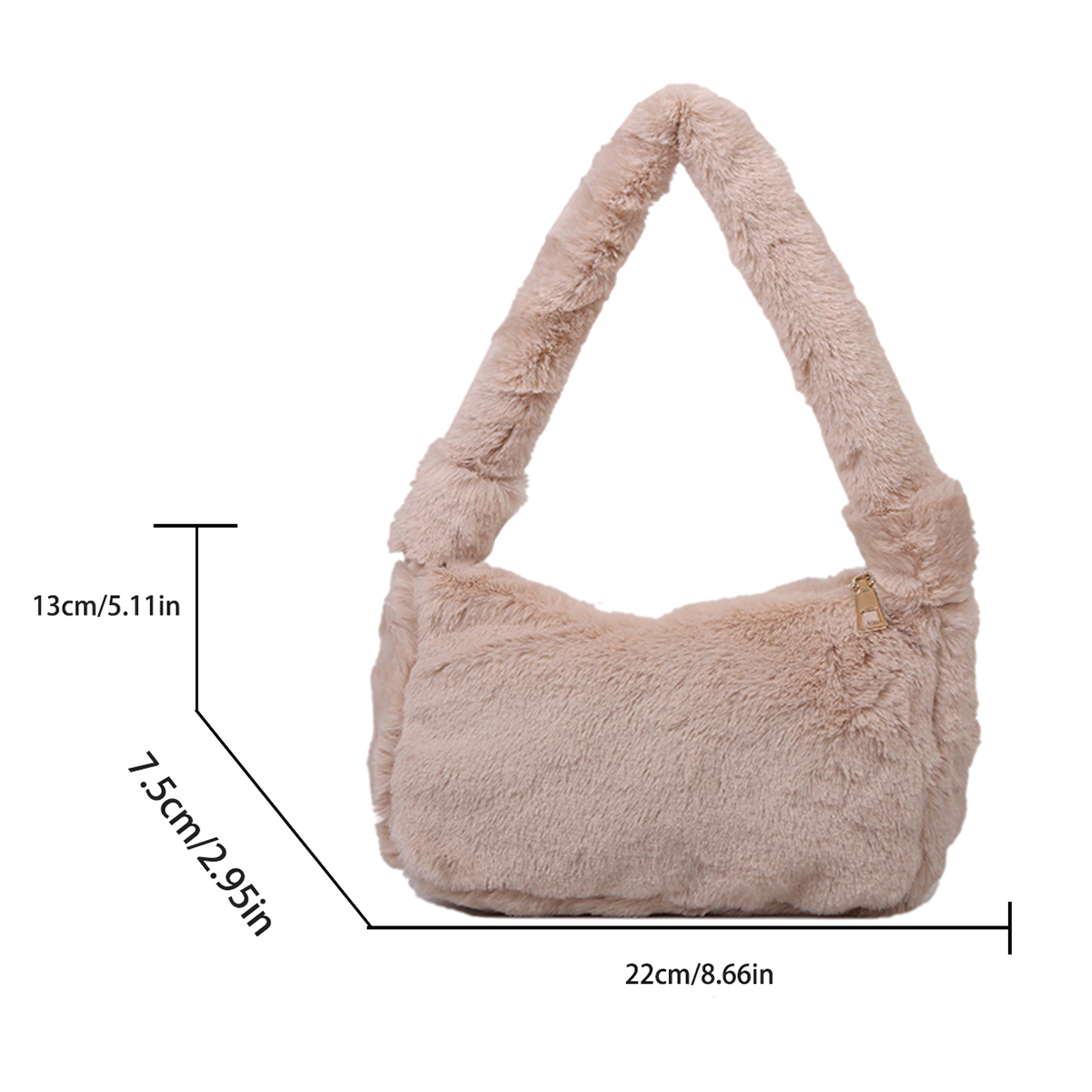 Bolsa de ombro de pelúcia de cor sólida da moda