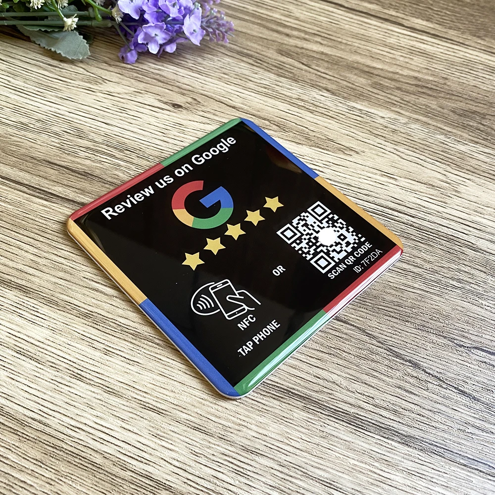 10cm QR Code and NFC Tap  Plate Google Review Plaque Instagram Facebook Tripadvisor Trustpilot Review