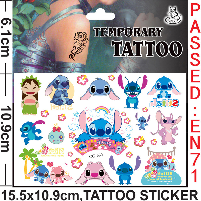 ใหม่ Interstellar Baby Stitch การ์ตูน Tattoo สติกเกอร์เด็ก Stitch Water Transfer Disposable Tattoo สติกเกอร์ของเล่น Kawaii ของขวัญ