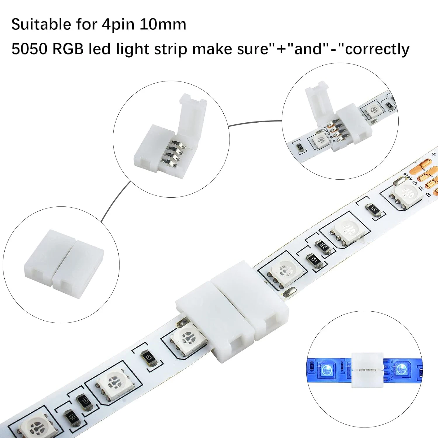10 pz I/L/T/Forma Croce Senza Saldatura Snap Down 4Pin Conduttore Connettore Striscia LED per Collegamento Divisore Rapido di 10mm di Larghezza