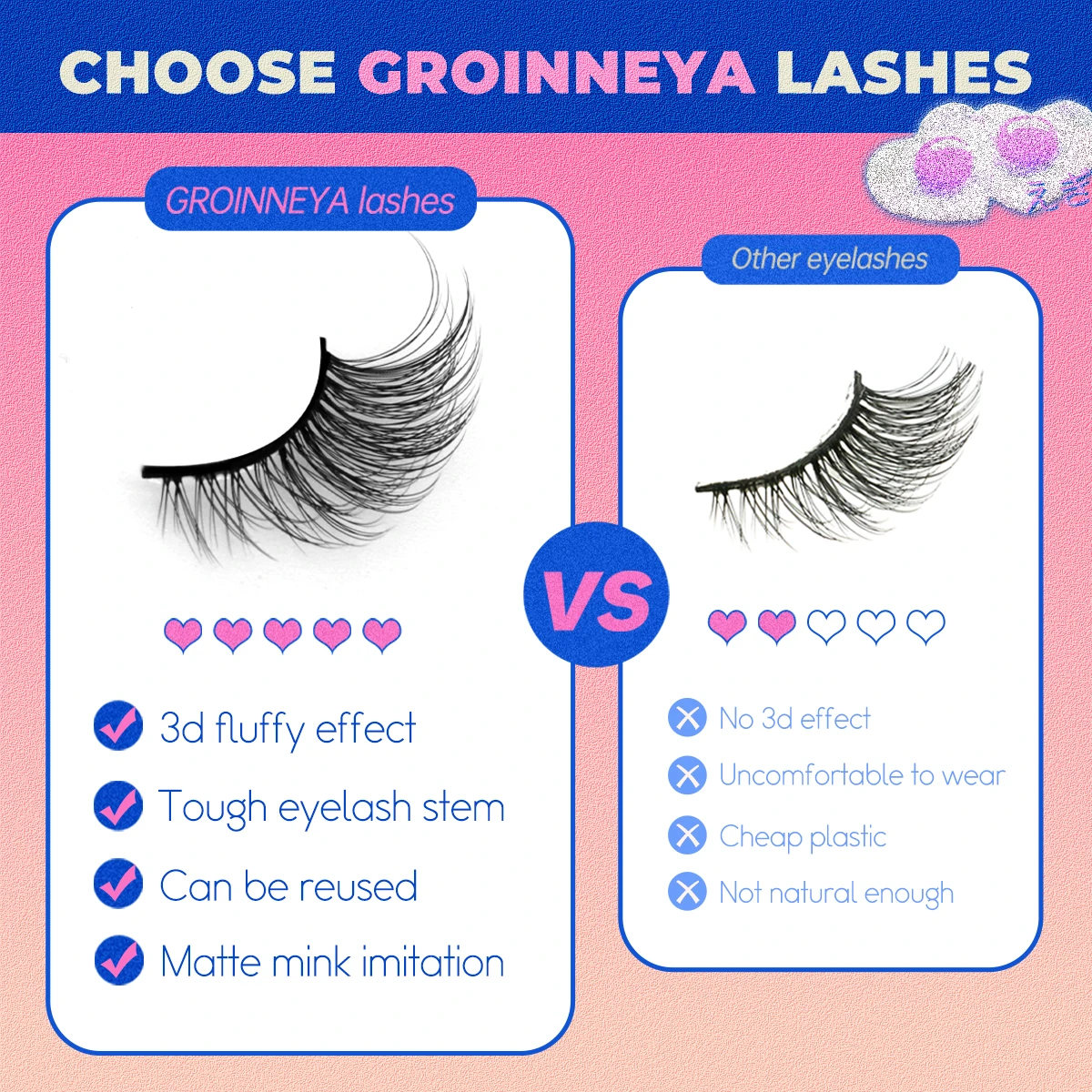 GROINNEYA Halve Wimpers 5/7/10 Piars Halve Wimpers Zachte Natuurlijke Cat Eye Wimpers Make-Up Tool Nep Wimpers Extension pluizige Faux Cils