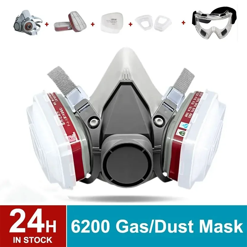 Respirateur Original 6200, demi-visage réutilisable, masque à gaz avec filtre en coton, lunettes pour peinture, polissage par pulvérisation, sécurité du travail