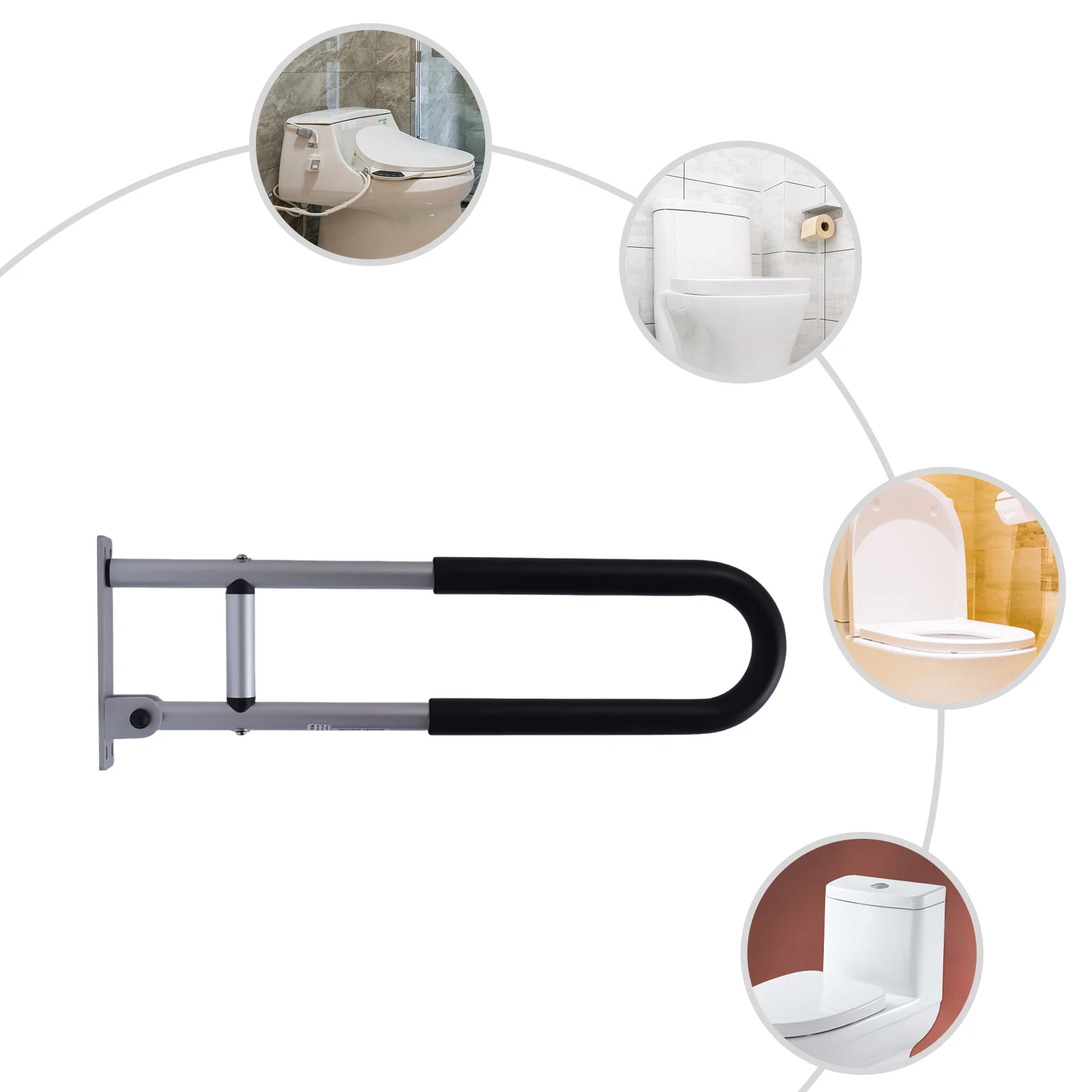 Toilethulpmiddelen Grab Bar Rails Badkamer Veiligheidssteunrail Douche Leuning Drop Down Toiletsteun Frame Handvat voor ouderen