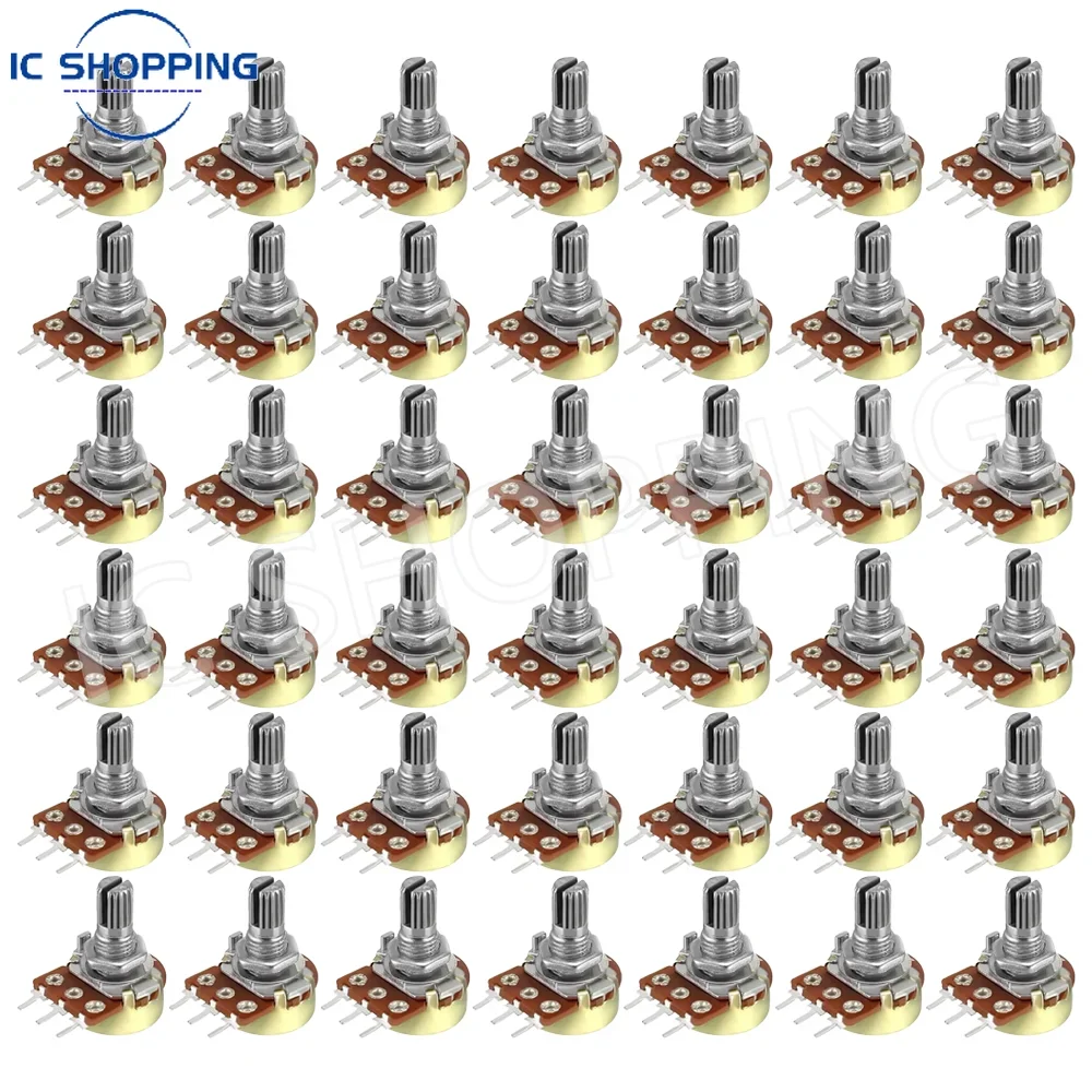 50PCS WH148 Single Linked Potentiometer 500R B501 B1K 2K 5K 10K 20K 50K 100K 500K 1M Handle Length 15mm Adjustable Resistance