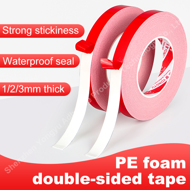 Red Film White Adhesive Foam Double Sided Tape 5 Meter Fixed Buffer Handicrafts Toys Furniture Manufacturing Packaging Industry