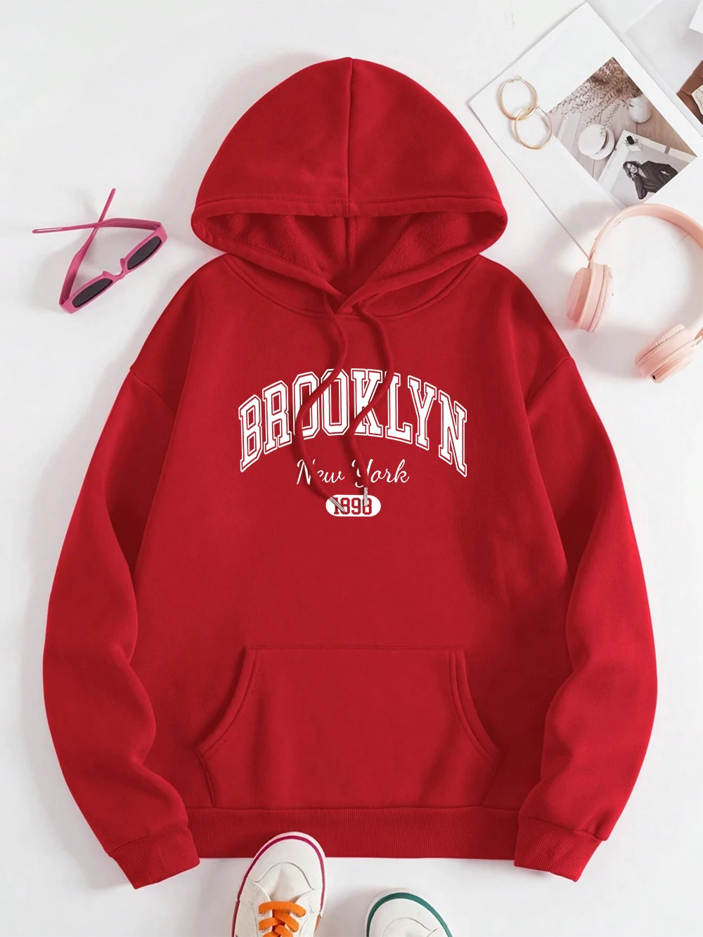 Brooklyn New York 1898 City Letter hombres mujeres sudadera cuello redondo sudaderas con capucha otoño ropa de Hip Hop Casual pareja Sudadera con capucha