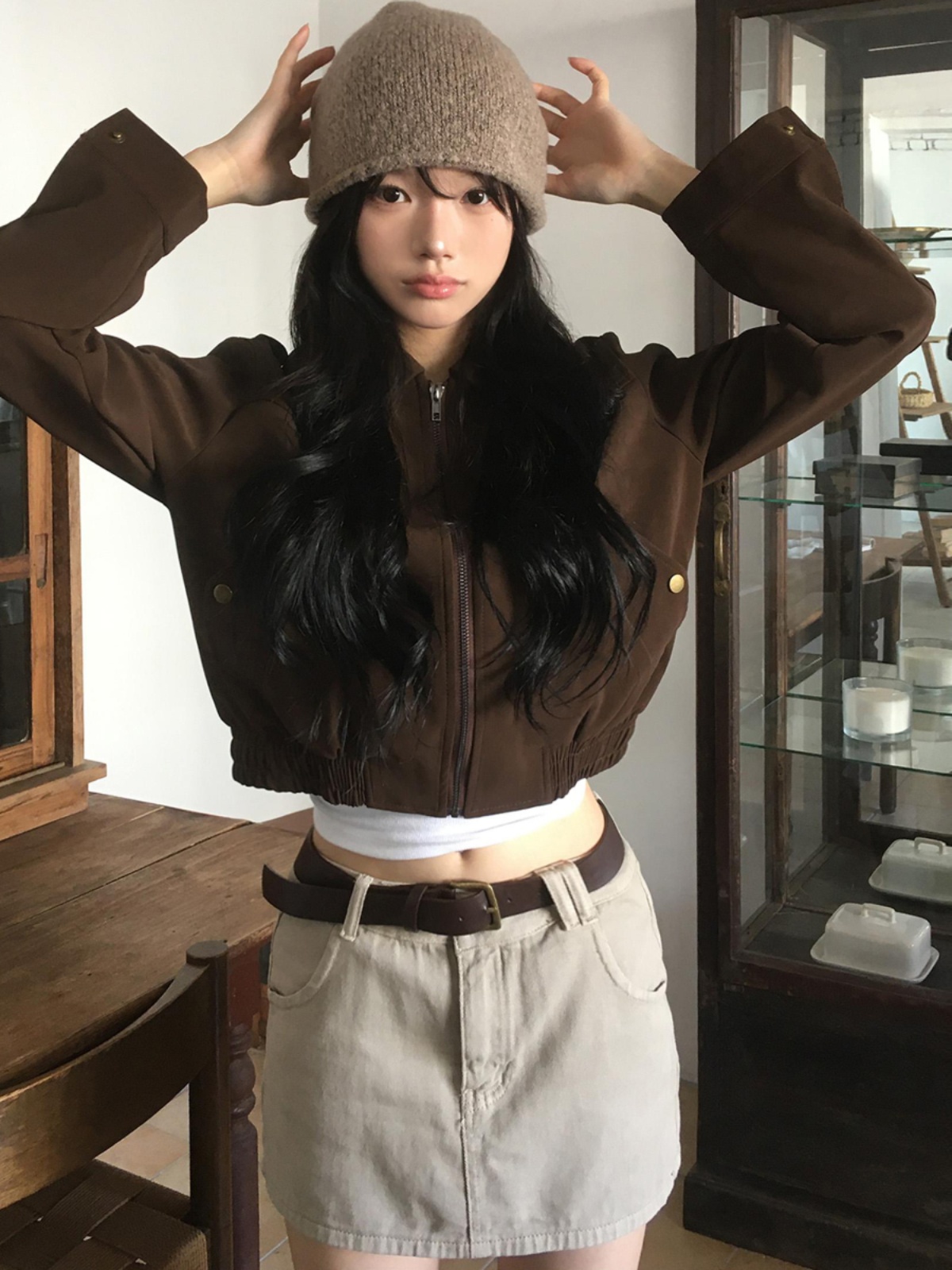 Chic Short Outerwear Women's Fashionable Vintage Lapel Loose Versatile Slish Jacket Trendy Top Commute Straight Tube Shape