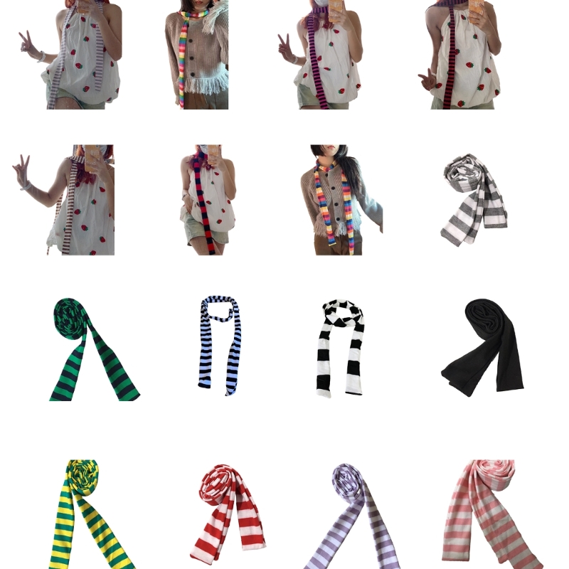 Streeppatroon Sjaal voor Dames Zomer Dunne Sjaals Vrouwelijke Camping Winkelen Sjaal Tieners Decoratieve Sjaals Dropship