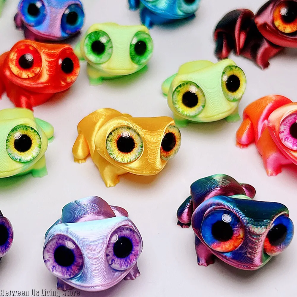 Katak Kawaii Bergerak Multi-sendi Cetak 3d dengan Mata Besar untuk Ruang Tamu Dekorasi Rumah Aksesori Hadiah Anak-anak