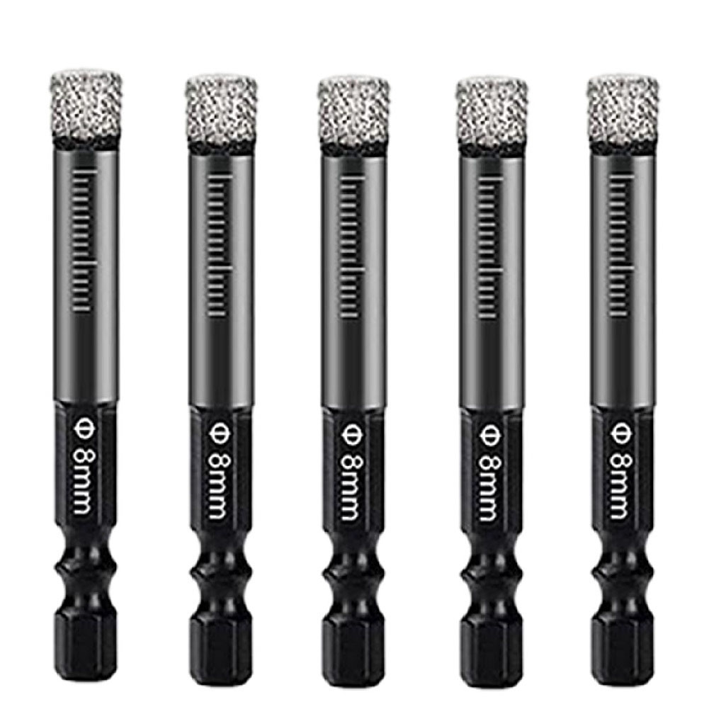 5 PC 6mm/8mm สูญญากาศ Brazed Diamond แห้งเจาะ Bit HEX Handle Hole SAW เครื่องตัดหินอ่อนหินแกรนิตเซรามิคแก้วกระเบื้องหินรูเปิด