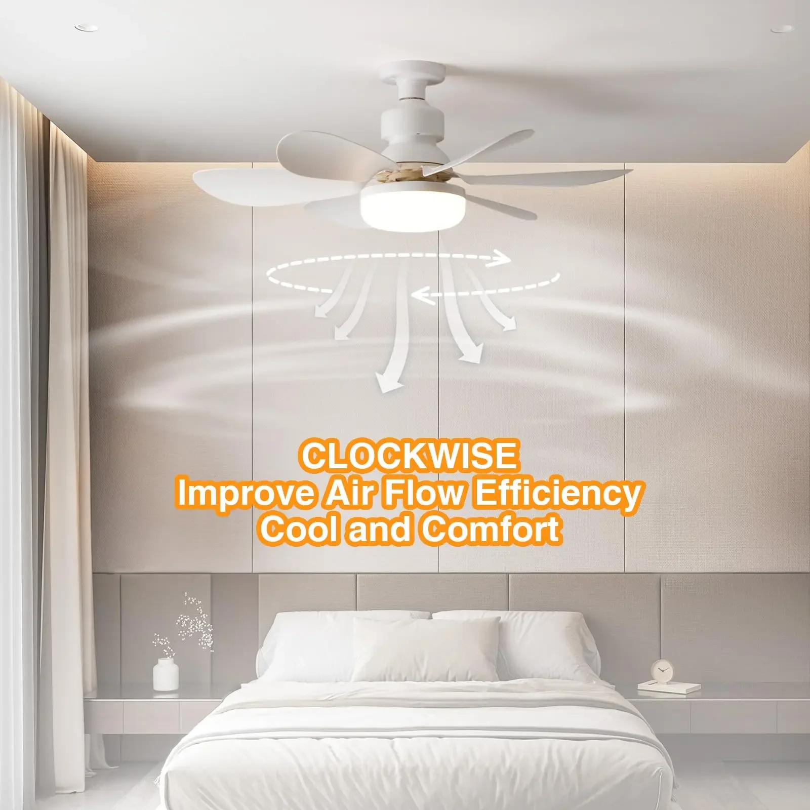 LED 30W ceiling fan light E27 with remote control for dimming, suitable for living room, study, household use, 85-265V