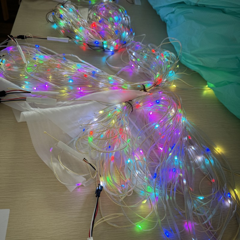 15M or 20M String lights for kite line decoration Big LED delta Inflatable kite with speed and color adjust with meteor flash