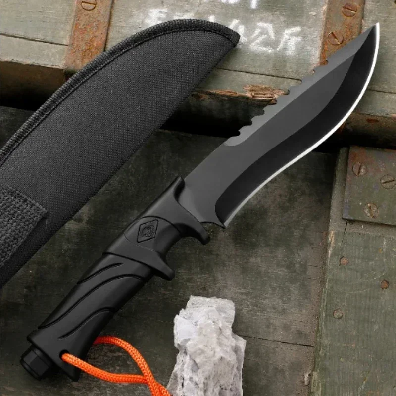 Cuchillo cortador de carne de alta dureza, cuchillo para fruta, EDC conveniente con chaqueta, hoja fija, cuchillo de corte multiusos y cuchillo para barbacoa
