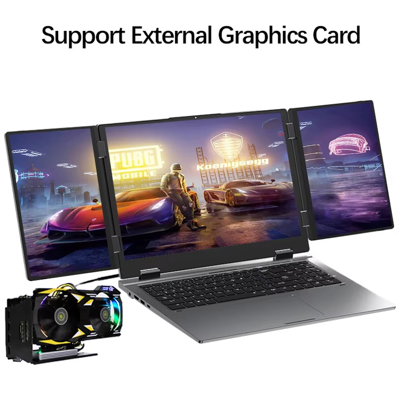 NIEUWE Triple Screen Gaming Laptop 16 + 10.5 + 10.5 inch Intel Core i7 1260 P 64 GB RAM 2 TB Zakelijke Computer RJ45 vingerafdruk + gezicht