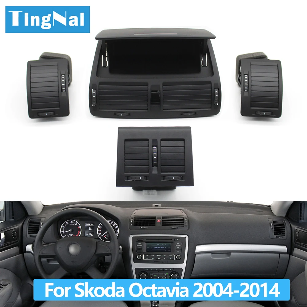 Conjunto de rejilla de ventilación de CA para ventilación trasera izquierda y derecha Central de coche para Skoda Octavia 2 A5 MK2 RS 2004-2014 11ZD 820951 ,1ZD 819203