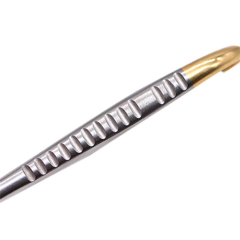ทันตกรรมตรงหัวเข็มผู้ถือคีมโค้งทองชุบสแตนเลสจัดฟัน Plier เครื่องมือผ่าตัด