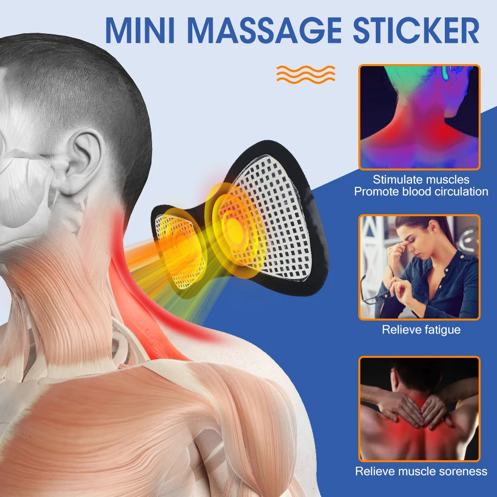 EMS Nackenmassagegerät, elektrisches Halswirbel-Massagepflaster zur Linderung von Muskelschmerzen und Schulterentspannung, tragbare Nackendehner