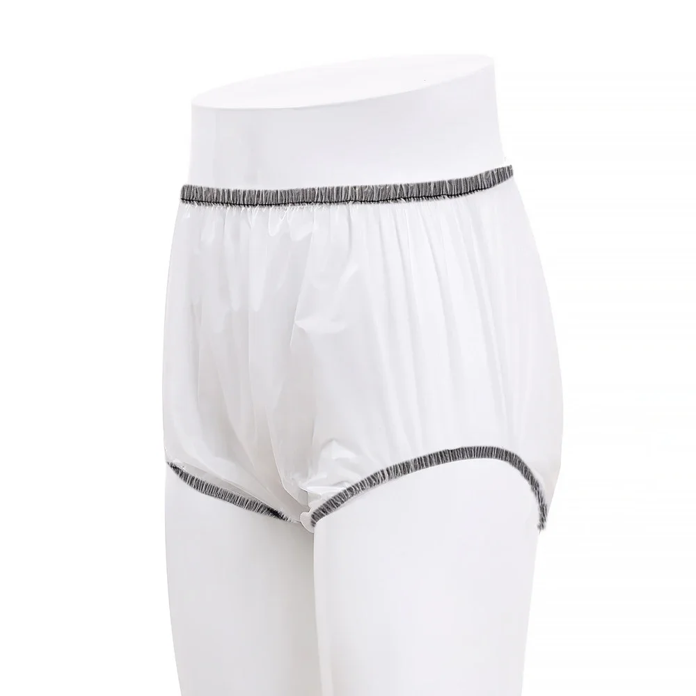 1 PC PVC ผ้าอ้อมผู้ใหญ่ Elastic เอวกางเกงขาสั้นพลาสติกสําหรับผู้สูงอายุผู้ชายและผู้หญิงโปร่งใสกางเกงผ้าอ้อมกันน้ํา