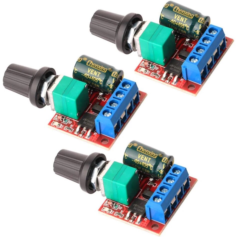 3 uds Mini controlador de velocidad PWM de Motor DC, módulo de interruptor de velocidad ajustable DC 5V-35V 5A, regulador de voltaje Variable de 6V 12V 24V