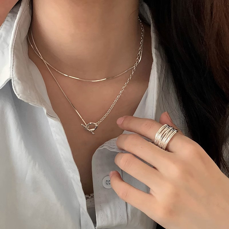Collar con forma geométrica de Plata de Ley 925, Gargantilla con colgante Simple, regalo de fiesta de cumpleaños para mujer, joyería fina