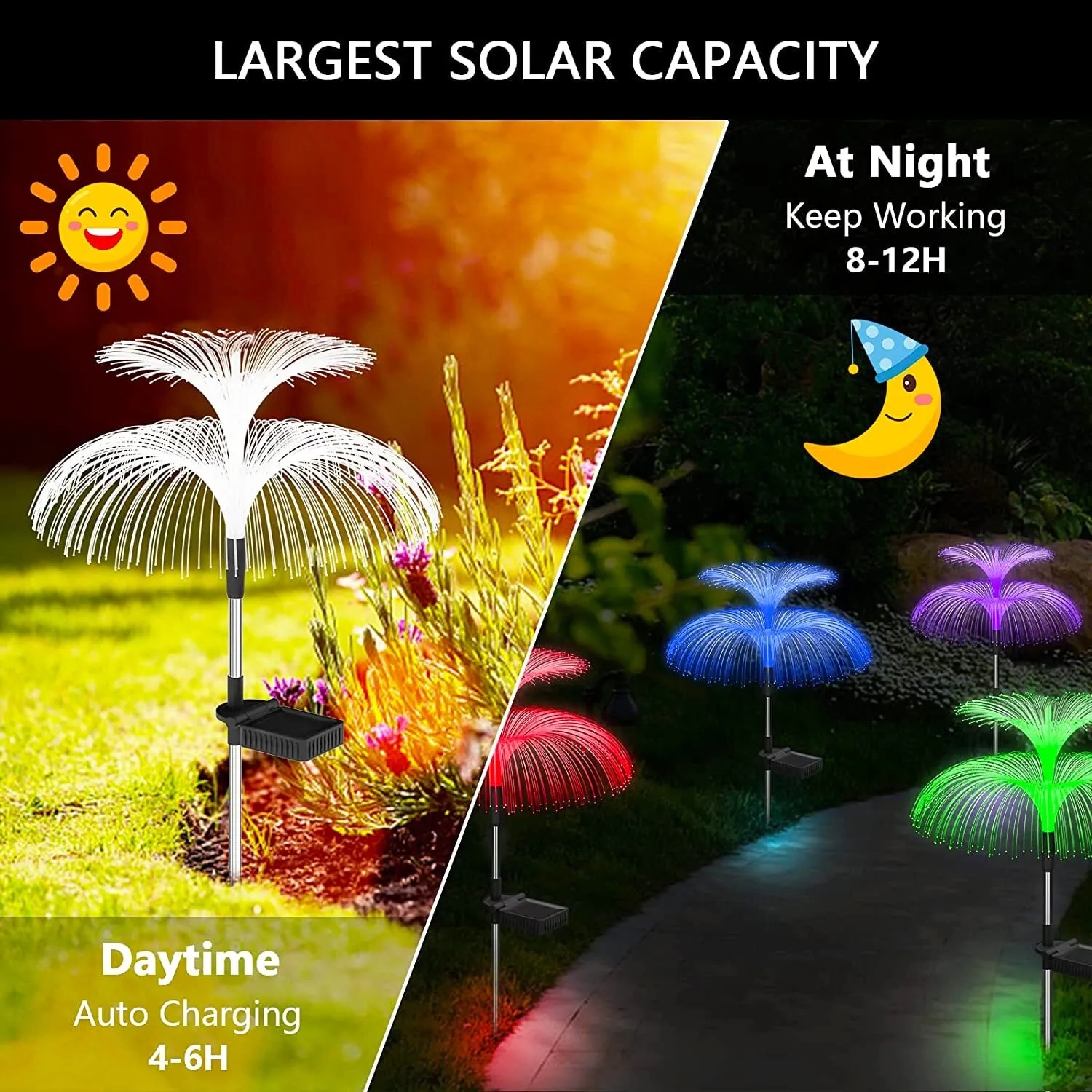 1-10 Uds. Lámpara Solar que cambia de 7 colores para exteriores, luces de medusas, iluminación impermeable para decoración de camino, césped y jardín