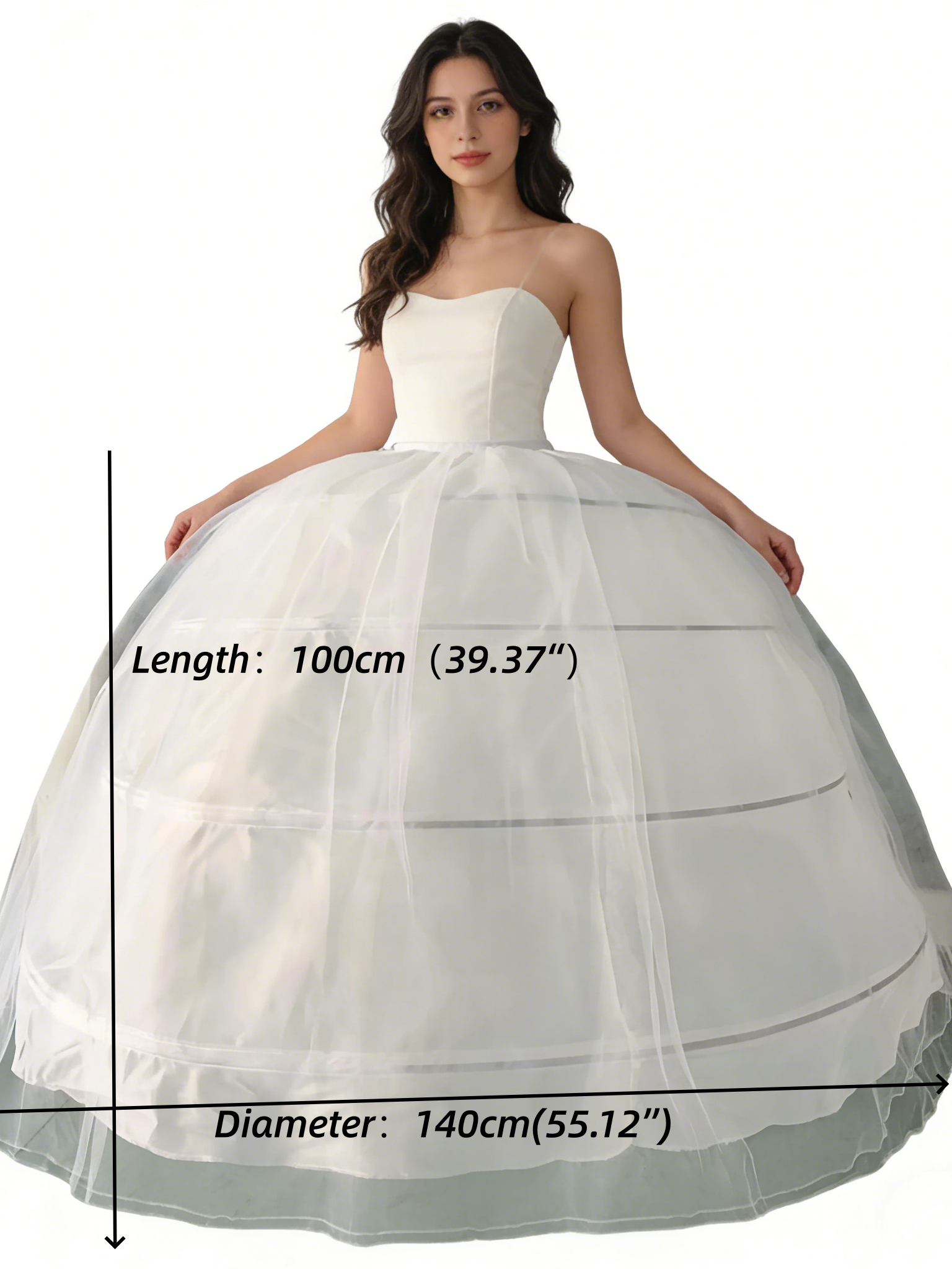 Новая горячая распродажа, 4 обруча, большая белая нижняя юбка, супер пушистая кринолиновая нижняя юбка для свадебного платья, свадебное платье на складе