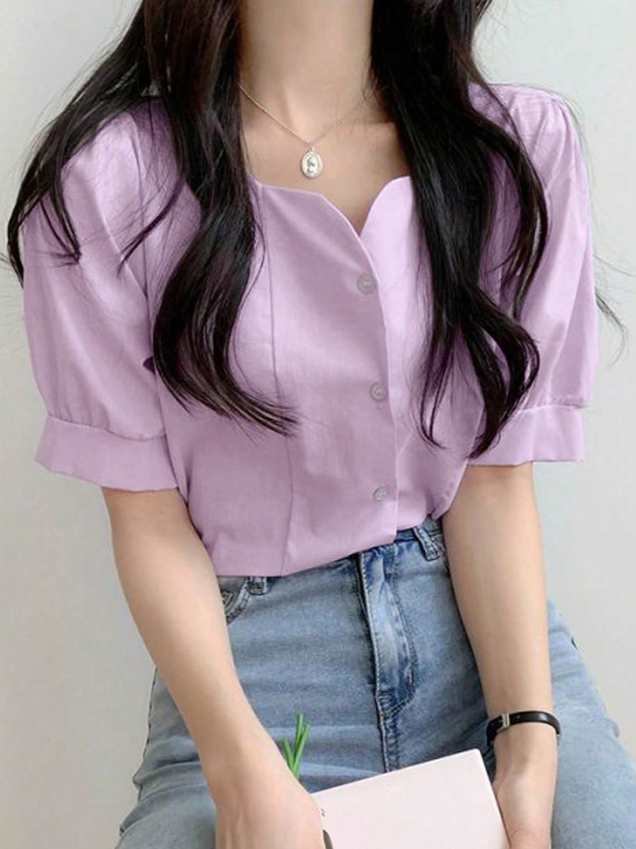 Csa Fena Roxa Estilo Coreano para o Dia a Dia: Cardigã Curto de Manga Curta com Gola Quadrada, Solto, E e Versá...