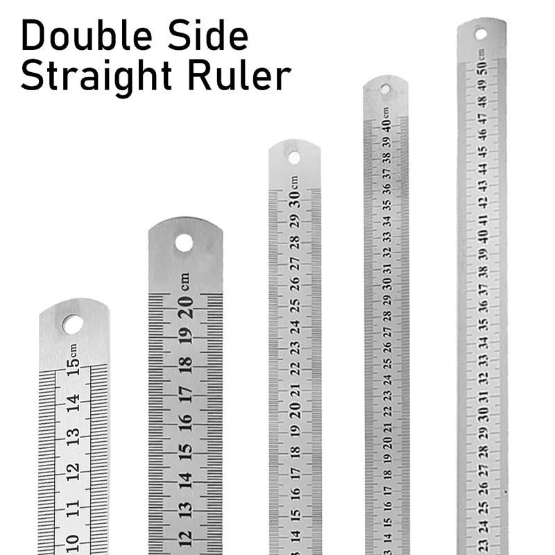 150-500mm Double Side Scale Stainless Steel Metal Straight Ruler Measuring Tool Precision Measuring Tool for Students Stationery