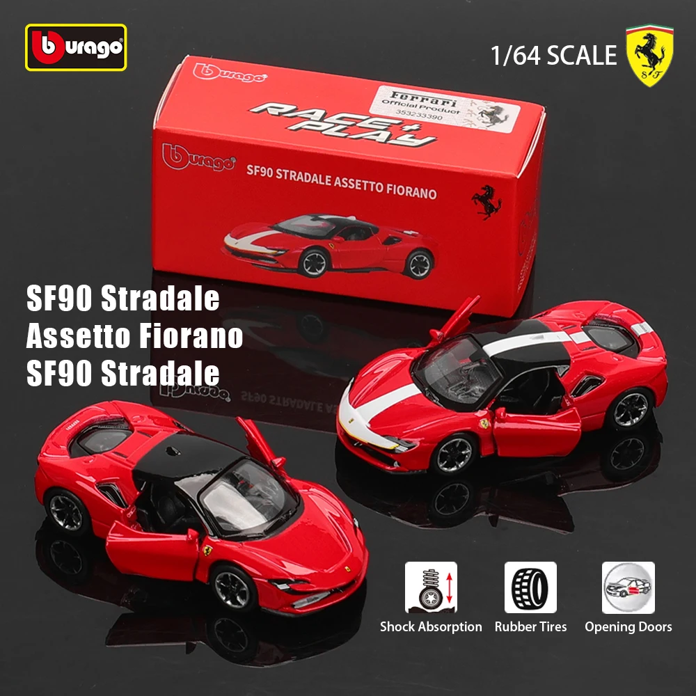 Bburago 1:64 oryginalny Ferrari SF90 SP1 458 ENZO F40 F12TDF SF90 seria modeli samochodów dla dzieci świąteczne zabawki prezentowe dla chłopców