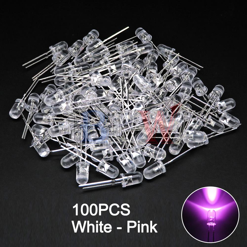 100 TEILE/LOS 5mm LED Diode F5 Sortiertes Kit IBUW Weiß Grün Rot Blau Gelb Orange Rosa Lila Warmweiß DIY Leuchtdiode