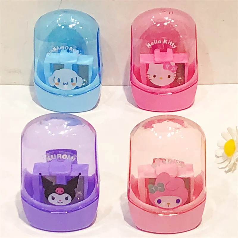 อะนิเมะ Hello Kitty Kuromi Melody Double Hole กบเหลาดินสอน่ารักการ์ตูนแบบพกพาดินสอ Sharpener เด็กโรงเรียน