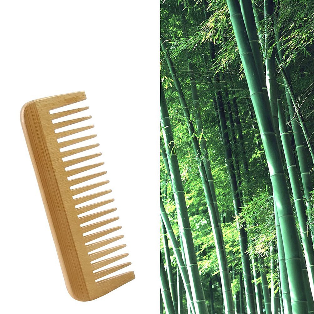 Babq pente grosso de madeira sólida, pente de dente largo, estilo portátil, massagem, pente de cabelo antiestático, sem alças, pente de cabeleireiro