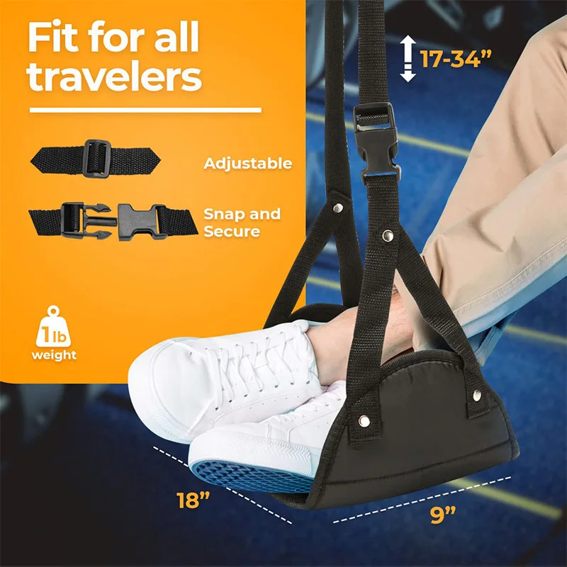 Ajustável Portátil Viagem Pé Resto, Avião Hammock, Voando, Longo Voo, Ônibus, Trem, Escritório, Casa
