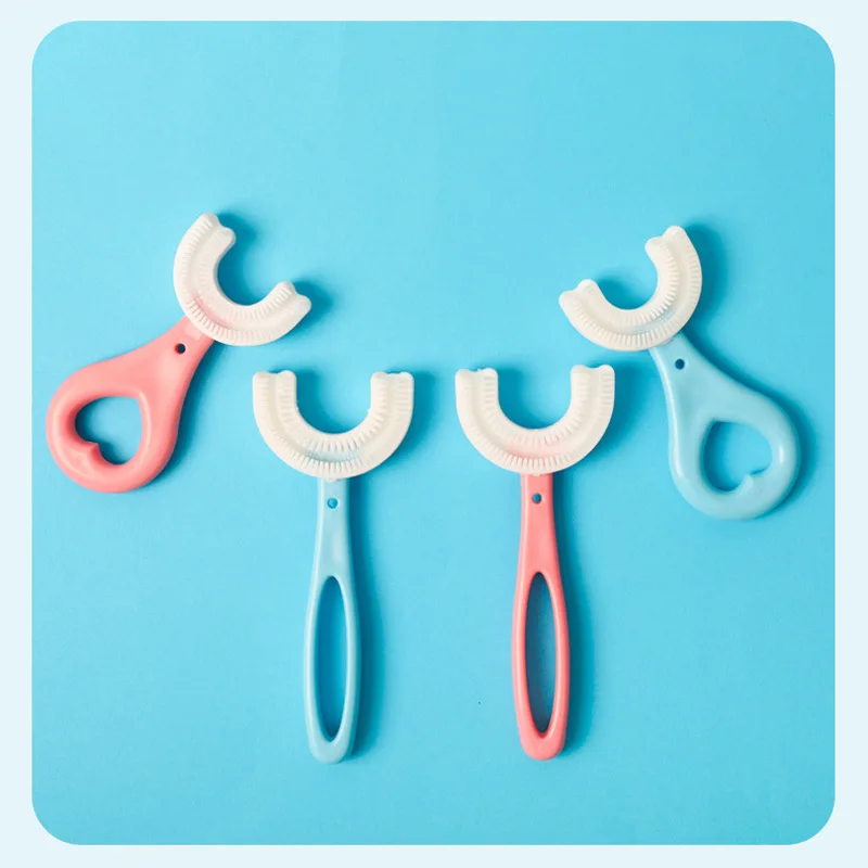칫솔 어린이 360 학위 U 자형 어린이 칫솔 Teethers 브러시 실리콘 어린이 치아 구강 관리 청소