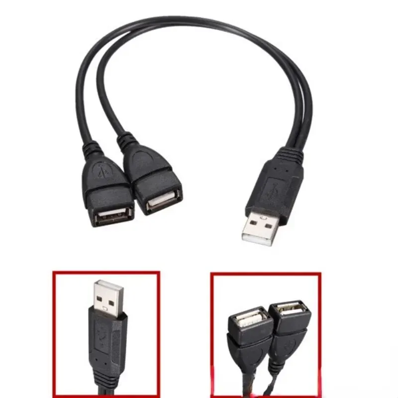Cabo adaptador divisor duplo um a dois fêmea para usb 2 cabos de extensão de alimentação macho, cabo usb 2.0 de alta qualidade conveniência usb