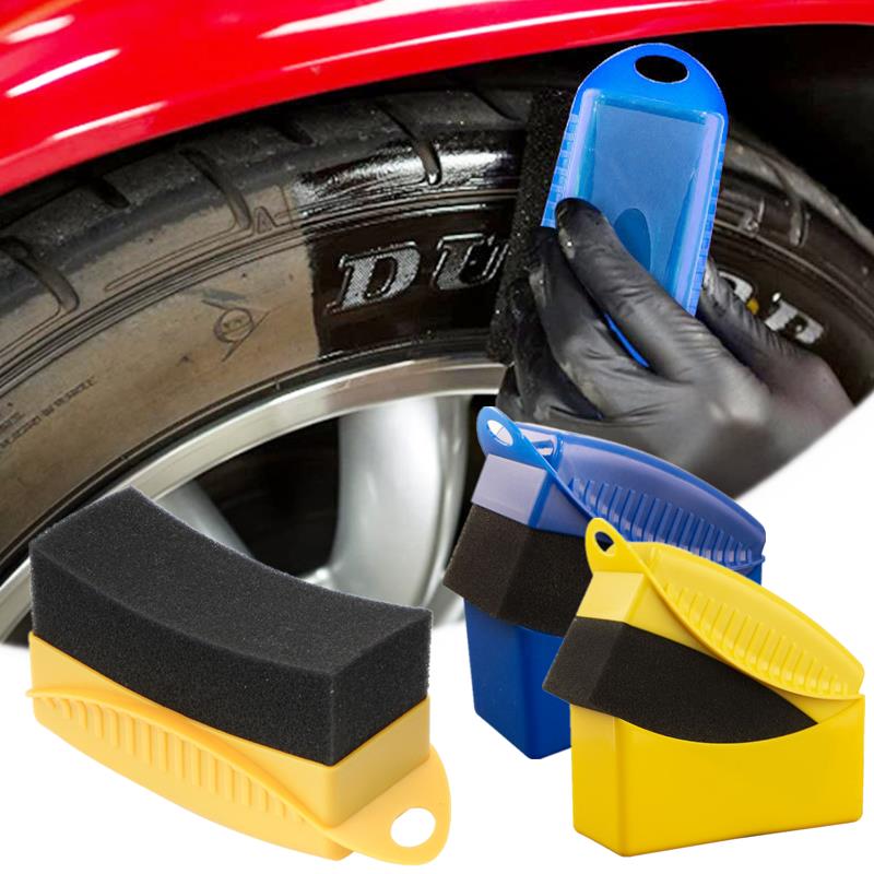 Car Wheel Polishing Waxing Sponge Brush ABS Washing Cleaning Tire Contour Dressing Applicator Pads Detail Accessories