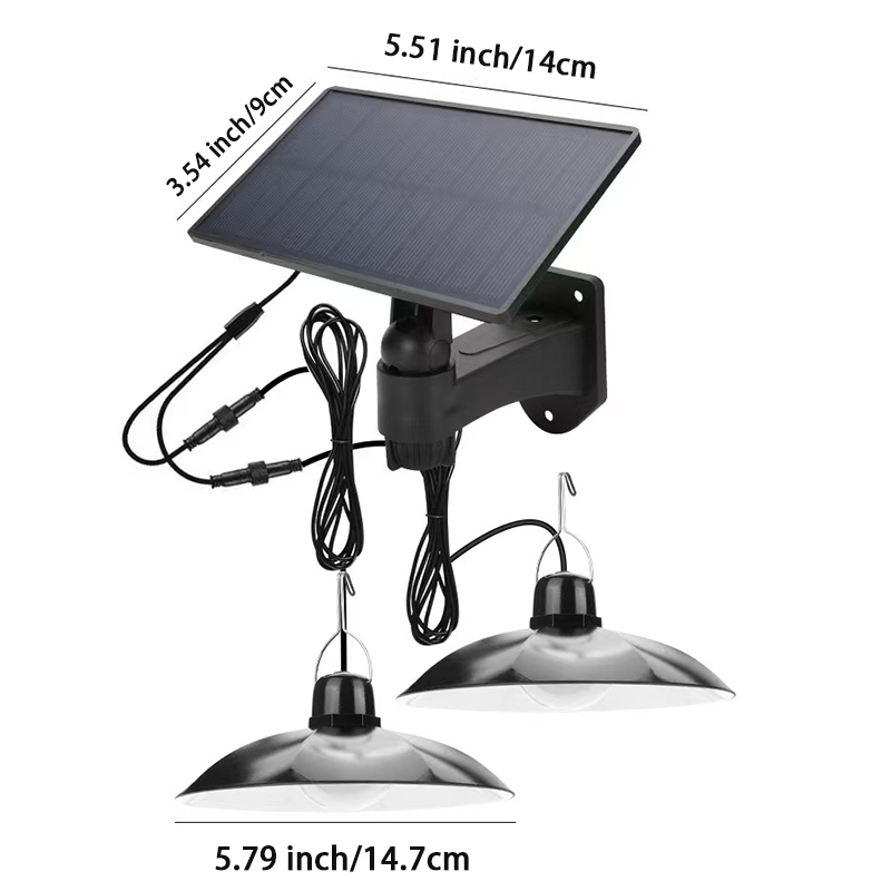 Double Head Solar Pendant Light Led Solar Powered Lamp White Light With Remote Control Chandelier Camping Outdoor Garden