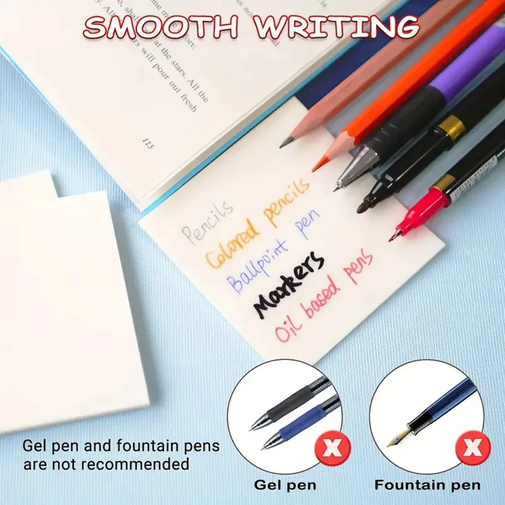 Conjunto de notas pegajosas transparentes, 200 folhas, à prova d'água, memorando pegajoso, plano semanal, mensagens para fazer lista, papelaria