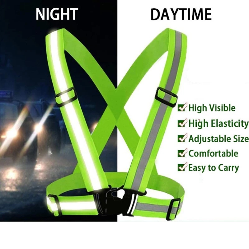 Adjustable Reflective Safety Harness - Retractable Firefighter Strap for High-Visibility Protective Clothing & Firefighting Gear