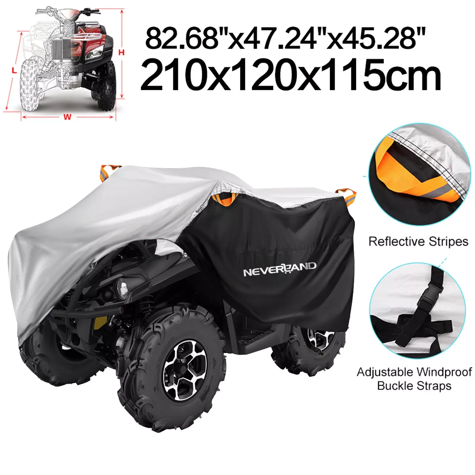 Cubierta Universal para Quad Bike ATV 190T, impermeable, para motocicleta, vehículo, Scooter, Kart, cubiertas para motocicleta M L XL XXL XXXL, negro y plateado