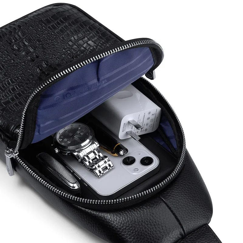 Bolso de cuero para hombre, bolso cruzado multifuncional de moda, mochila informal