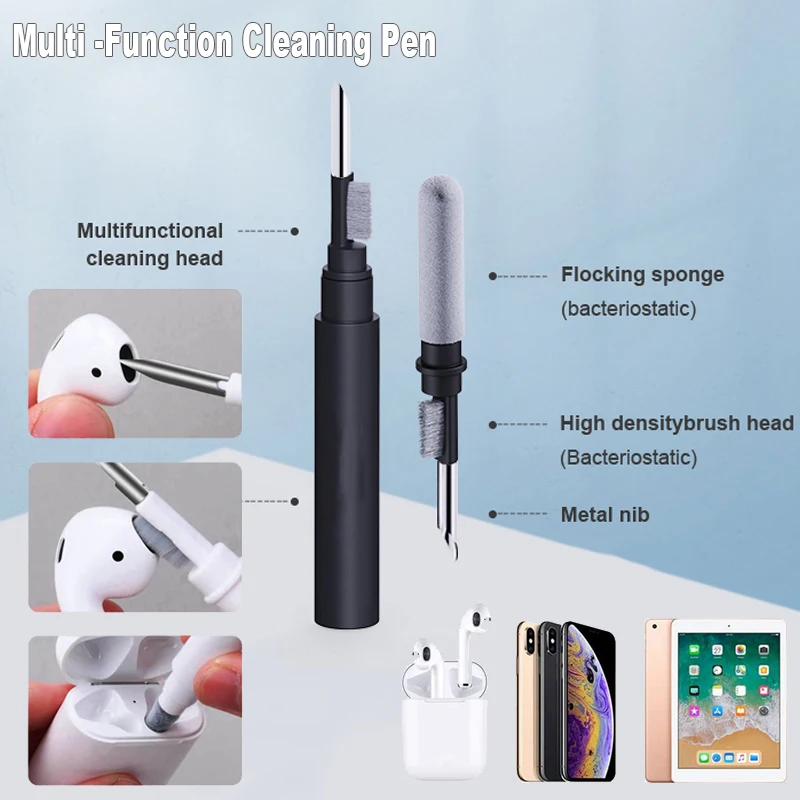 Caneta de limpeza de fones de ouvido bluetooth, kit de limpeza para airpods pro 3 2 1, escova para fones de ouvido sem fio, estojo de carregamento, ferramentas de limpeza