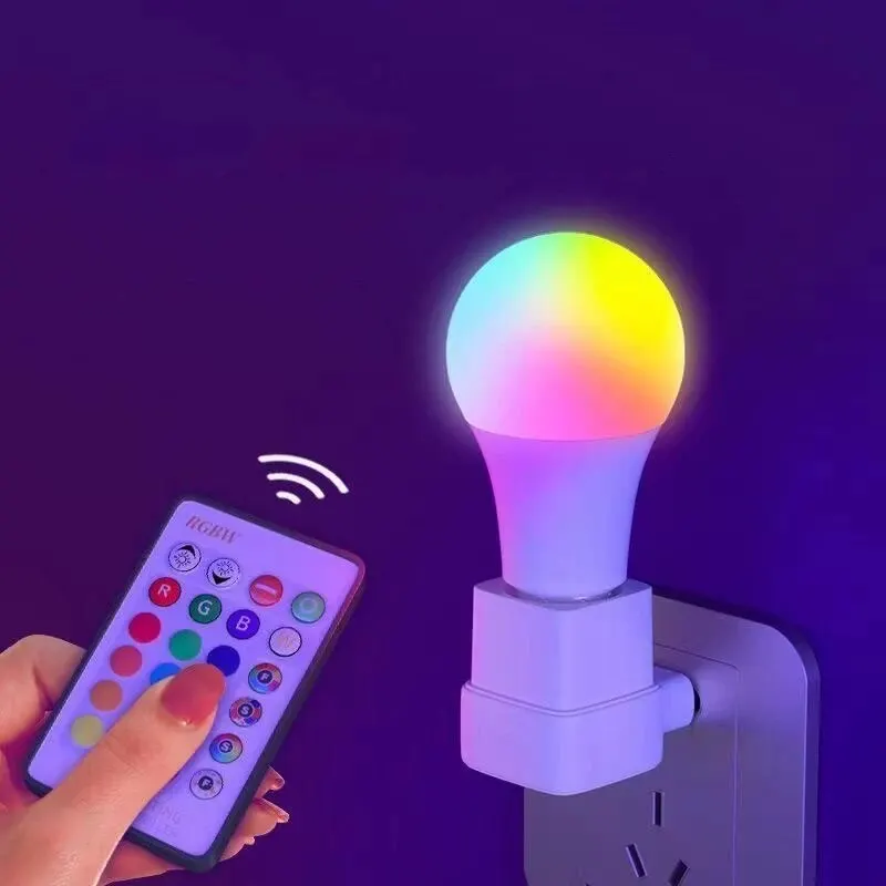 Lâmpada RGB regulável para decoração de casa, lâmpadas mágicas, LED de néon colorido, luz inteligente com controle remoto IR, E27, 16 cores, 220V, 7W