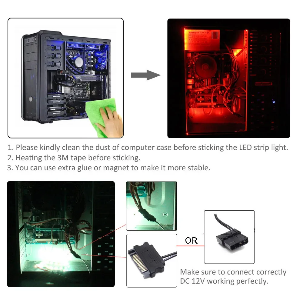 DC 12V SATA RGB Led Controller RF17 Tasti A Distanza Senza Fili Grande 4Pin Molex Controler per PC Ventola Case Del Computer 5050 Illuminazione di Striscia