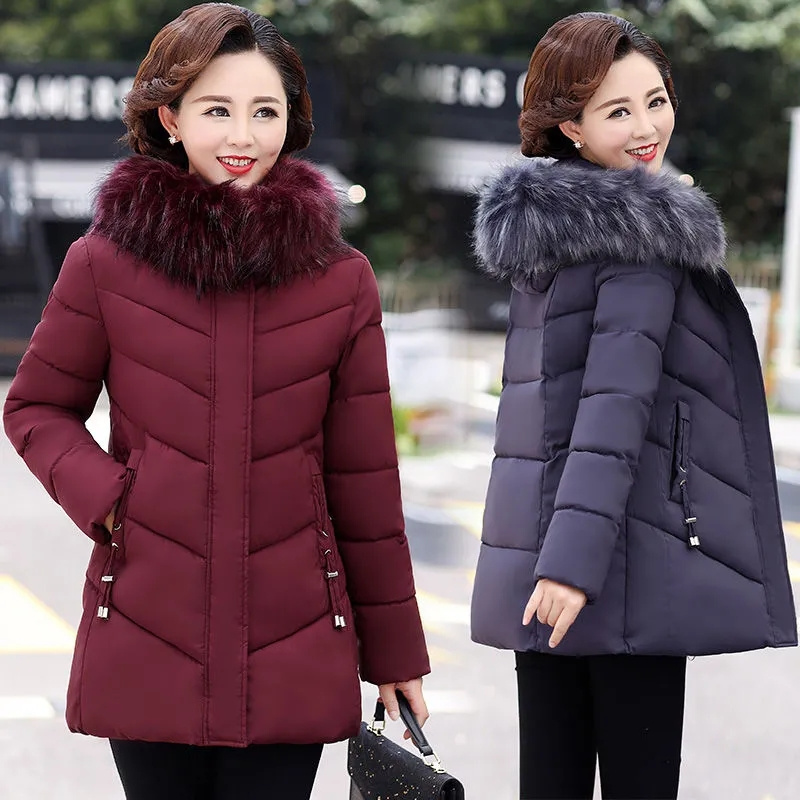 Veste d'hiver Parkas pour femme, manteau Long, col en fourrure, à capuche, pardessus épais et chaud, rembourré en coton, bouffant, nouvelle collection 2023