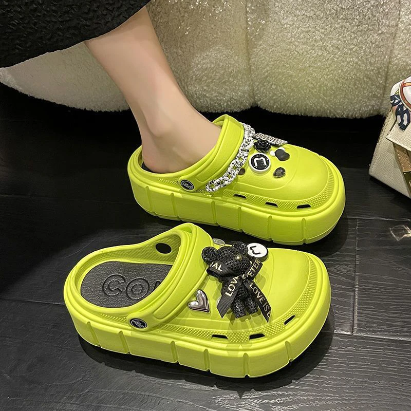 プラットフォームスリッパ夏の女性のサンダル 6 センチメートルウェッジレディース屋外下駄厚いストリートビーチスライド女の子フリップフロップガーデンシューズ