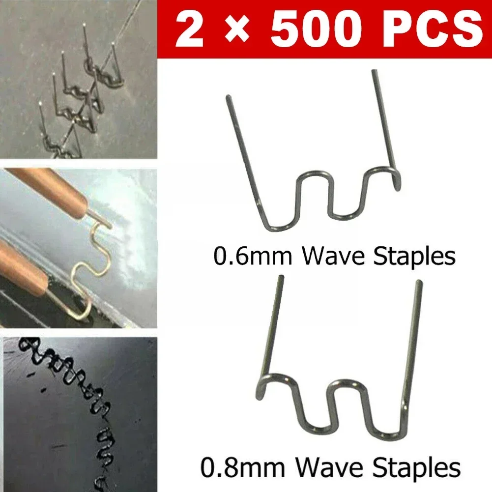 1000 Uds grapas calientes para parachoques de coche carrocería S Wave grapadora de plástico 0,6/0,8mm pistola de soldar clavos herramientas de reparación de automóviles