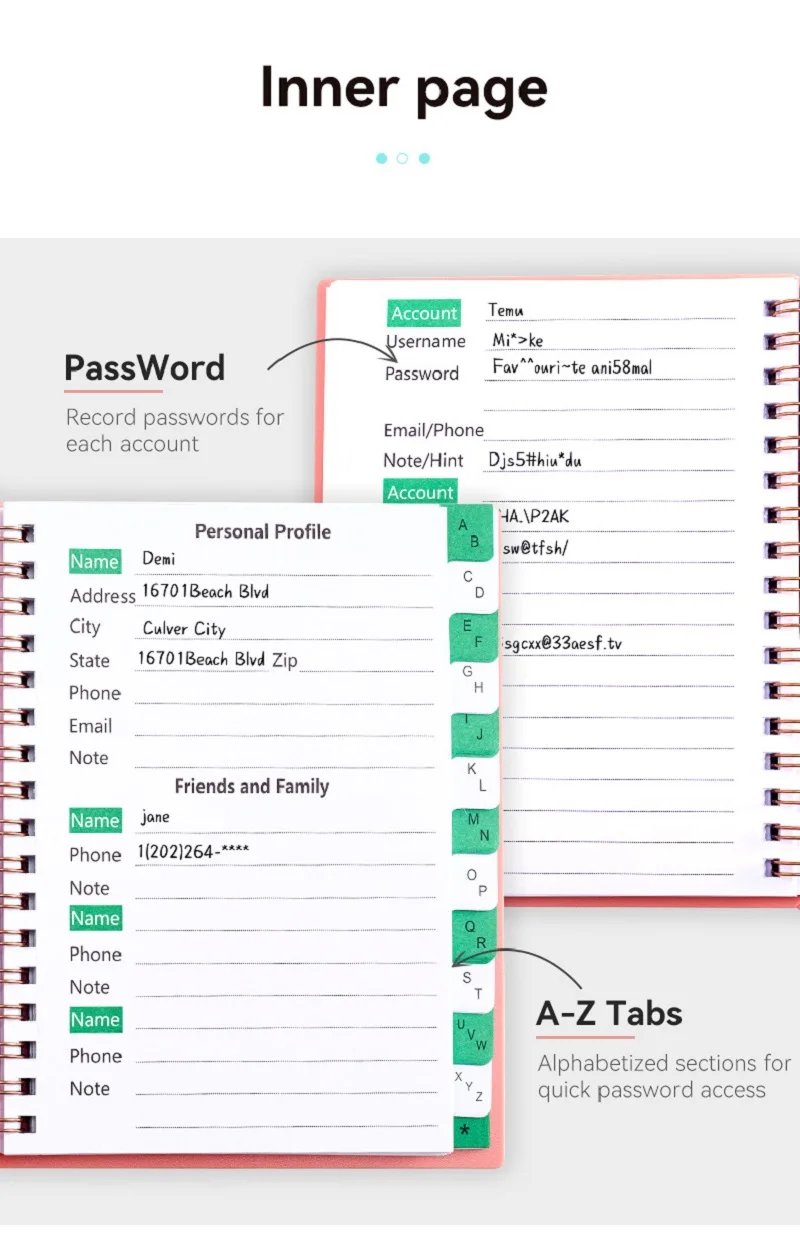 Password Book Notebook A6 With Alphabetical Tabs Notepad Office Supplies Stationery Diary School Supplies Gift Writing Pads